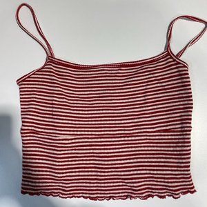 John Galt Red and White Striped Crop Tank